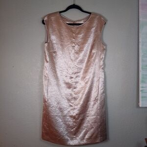 Reiss Gold Metallic Holiday Christmas Party Sheath Dress Front Pockets Lined 8